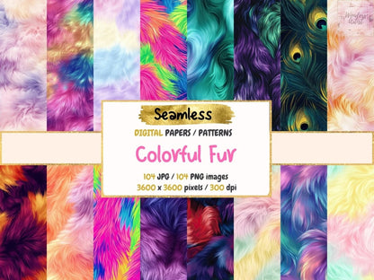 Colorful Fur Seamless Digital Paper Abstract Fur Paper - Wonders Artist