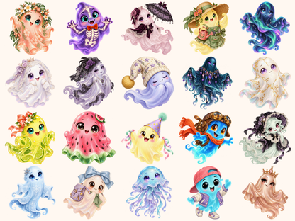 Colorful Ghosts Clipart — preview 6