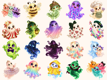 Colorful Ghosts Clipart — preview 7