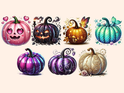Colorful Pumpkins (P2) Clipart Autumn Pumpkins - Wonders Artist