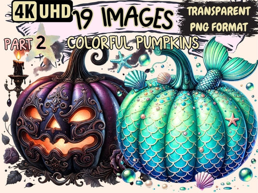 Colorful Pumpkins (P2) Clipart Autumn Pumpkins - Wonders Artist