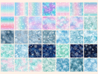 Colorful Snowflakes #2 Seamless Digital Paper Bright Winter Paper - Wonders Artist