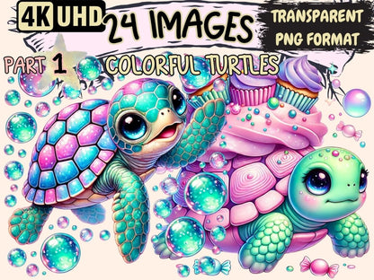 Colorful Turtles Clipart Artistic Turtle Clip - Wonders Artist