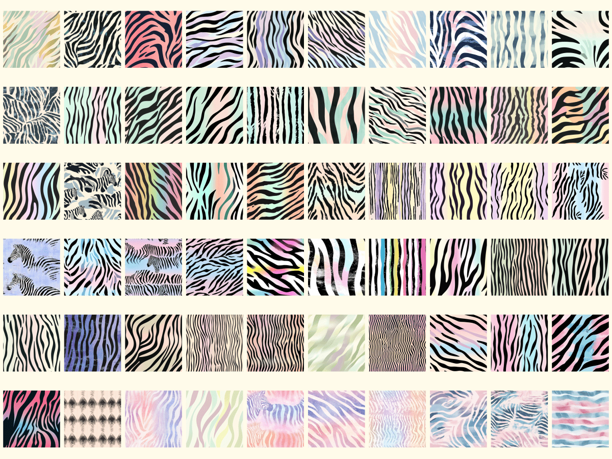 Colorful Zebras Digital Paper All Bundles Backgrounds Digital Paper - WondersArtist