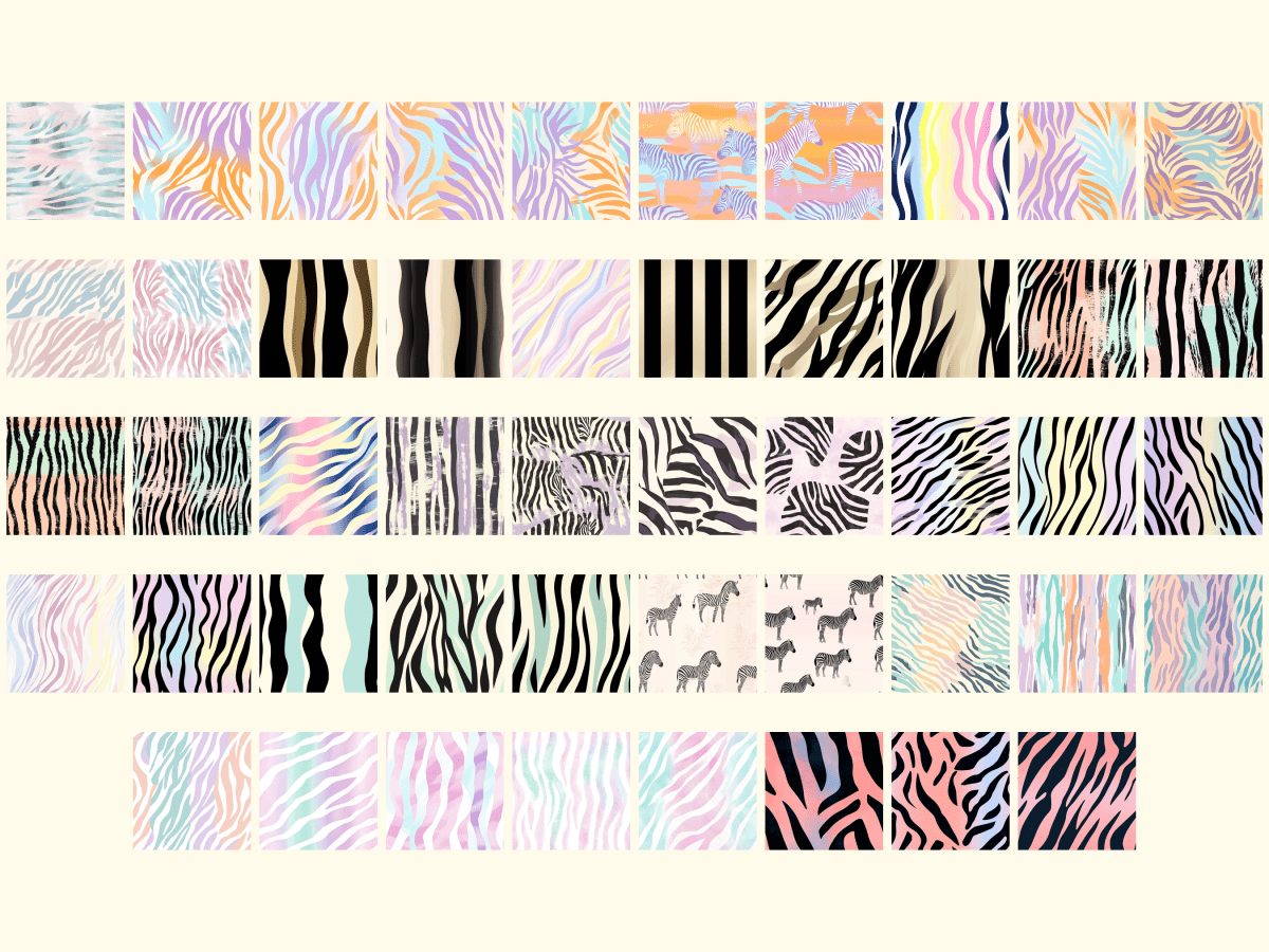 Colorful Zebras Digital Paper All Bundles Backgrounds Digital Paper - WondersArtist