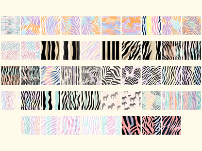 Colorful Zebras Digital Paper All Bundles Backgrounds Digital Paper - WondersArtist