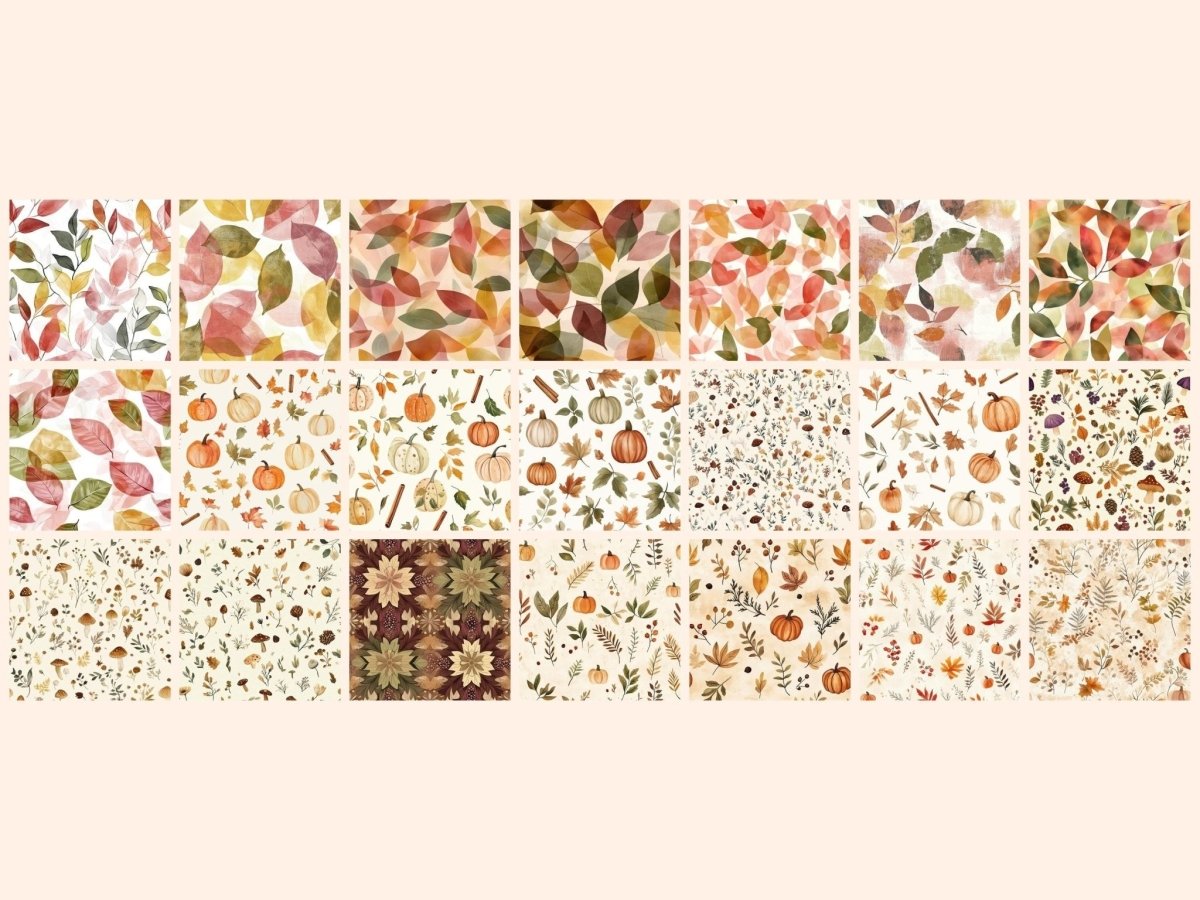 Colors of Fall Seamless Pattern Digital Papers autumn pattern colors of fall cozy autumn art - WondersArtist