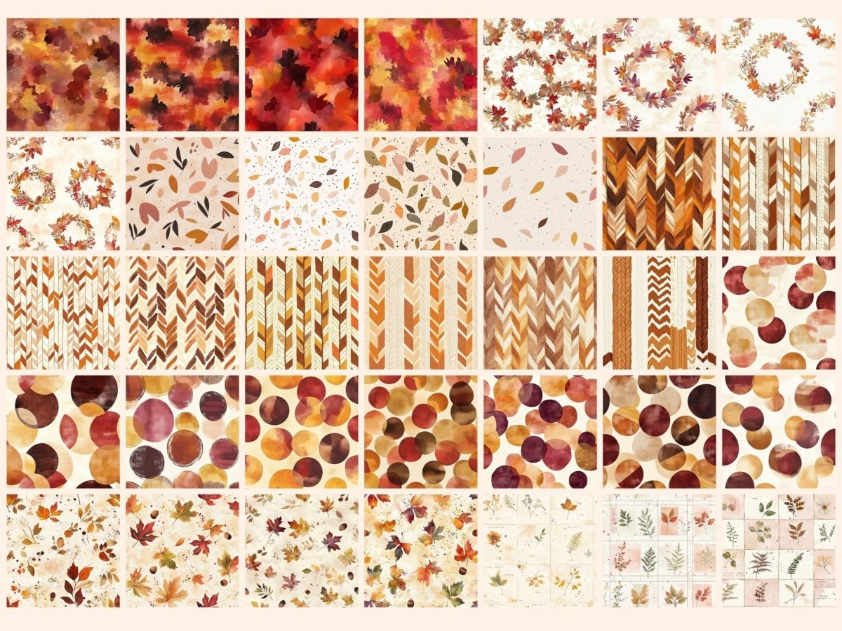 Colors of Fall Seamless Pattern Digital Papers autumn pattern colors of fall cozy autumn art - WondersArtist