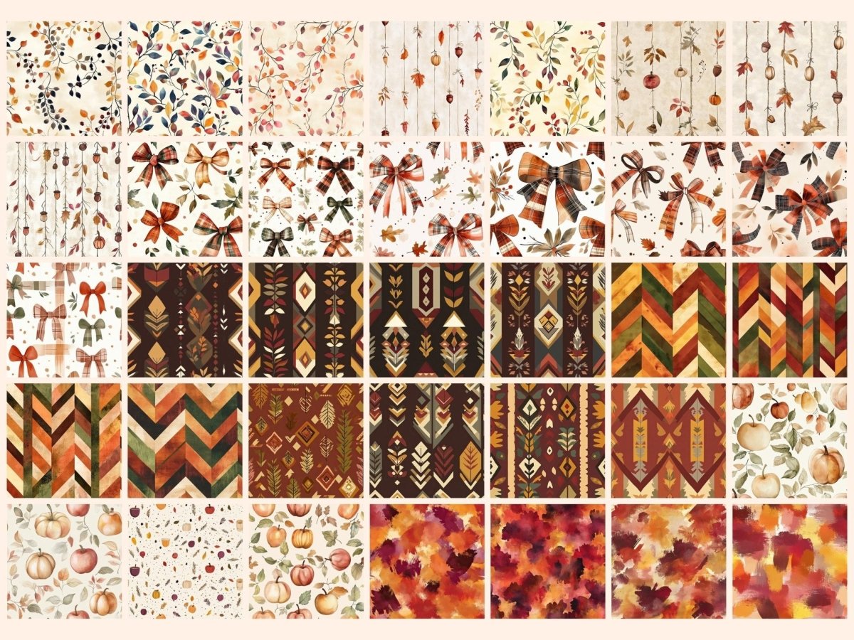 Colors of Fall Seamless Pattern Digital Papers autumn pattern colors of fall cozy autumn art - WondersArtist