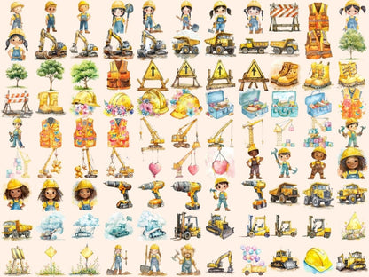 Construction Site Watercolor Clipart Builder Clipart - Wonders Artist