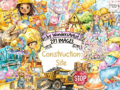 Construction Site Watercolor Clipart Builder Clipart - Wonders Artist
