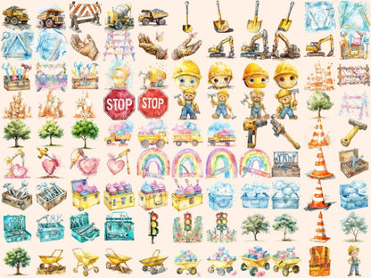 Construction Site Watercolor Clipart Builder Clipart - Wonders Artist