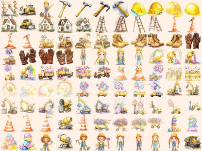 Construction Site Watercolor Clipart Builder Clipart - Wonders Artist