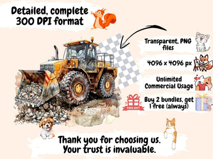 Construction Vehicles Watercolor Clipart builder clipart - Wonders Artist