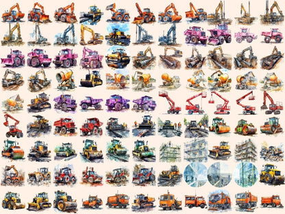 Construction Vehicles Watercolor Clipart builder clipart - Wonders Artist