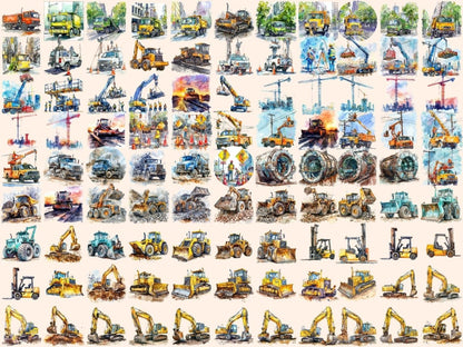 Construction Vehicles Watercolor Clipart builder clipart - Wonders Artist