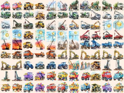 Construction Vehicles Watercolor Clipart builder clipart - Wonders Artist