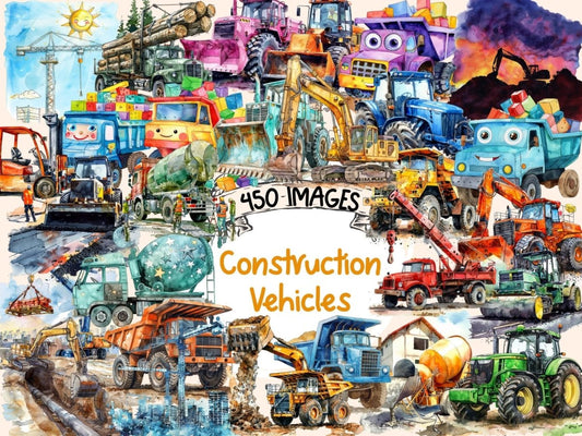 Construction Vehicles Watercolor Clipart builder clipart - Wonders Artist