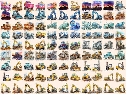 Construction Vehicles Watercolor Clipart builder clipart - Wonders Artist