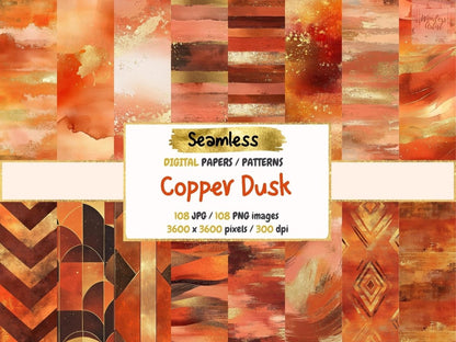 Copper Dusk Seamless Digital Paper Aged Copper Print - Wonders Artist