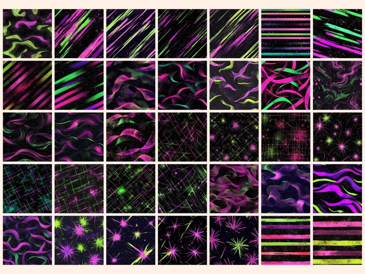Cosmic Neon Seamless Digital Paper Bright Space Texture - Wonders Artist