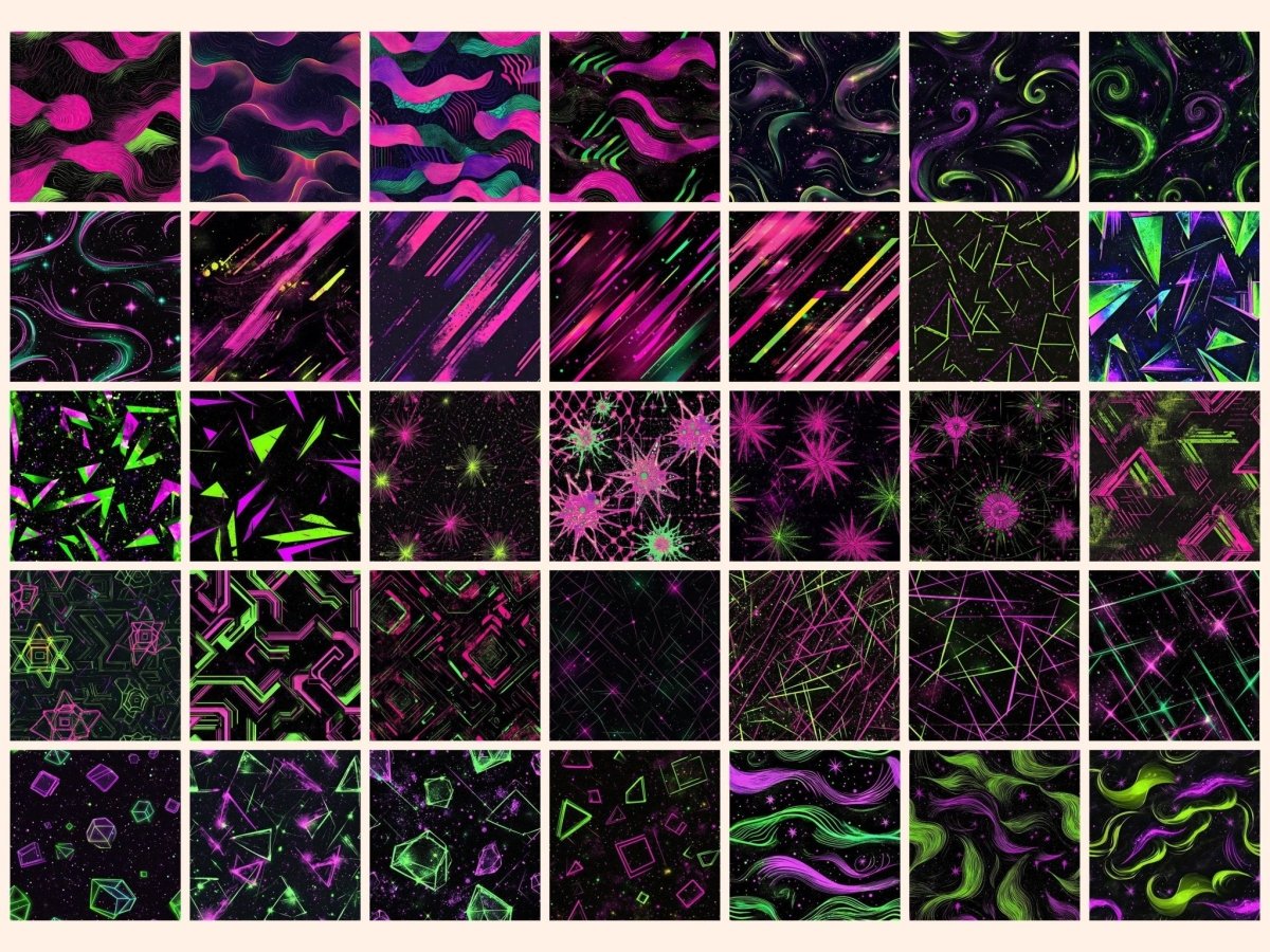 Cosmic Neon Seamless Digital Paper Bright Space Texture - Wonders Artist