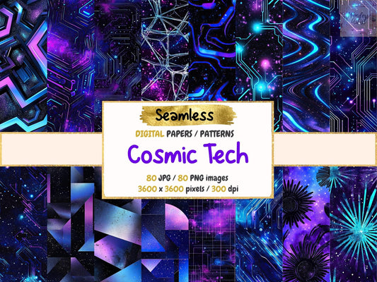 Cosmic Tech Seamless Digital Paper - High - Quality Instant Digital Download for Creative Projects