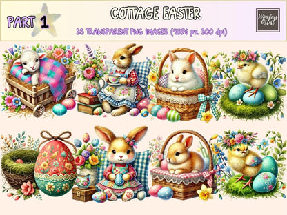 Cottage Easter (P1) Clipart bunny cottage png cottage easter png cottagecore clipart - WondersArtist
