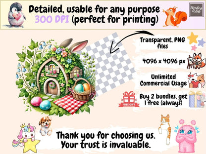Cottage Easter (P2) Clipart bunny cottage png cottage easter png cottagecore clipart - WondersArtist