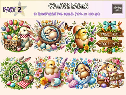 Cottage Easter (P2) Clipart bunny cottage png cottage easter png cottagecore clipart - WondersArtist