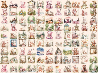 Cottagecore Bears Watercolor Clipart bear clipart - Wonders Artist