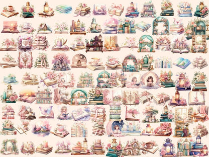 Cottagecore Books Watercolor Clipart aesthetic clipart - Wonders Artist