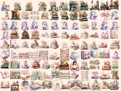 Cottagecore Books Watercolor Clipart aesthetic clipart - Wonders Artist
