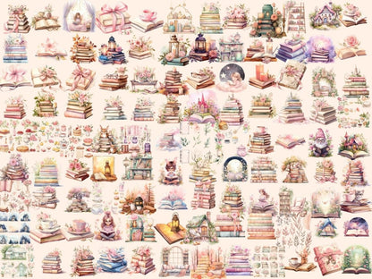 Cottagecore Books Watercolor Clipart aesthetic clipart - Wonders Artist