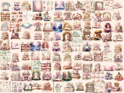 Cottagecore Books Watercolor Clipart aesthetic clipart - Wonders Artist