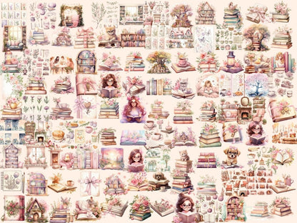 Cottagecore Books Watercolor Clipart aesthetic clipart - Wonders Artist