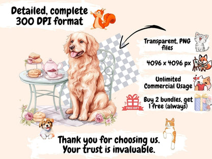 Cottagecore Dogs Watercolor Clipart cottage clipart - Wonders Artist