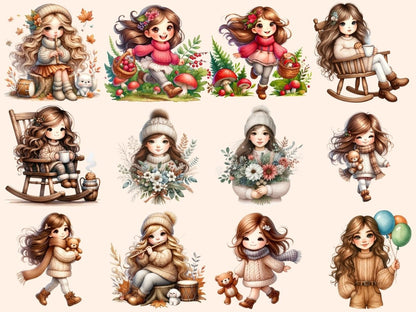 Cottagecore Girls Clipart Cottagecore clip art - Wonders Artist
