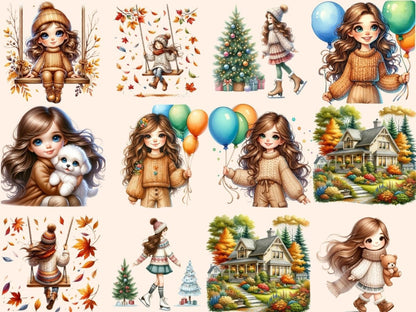 Cottagecore Girls Clipart Cottagecore clip art - Wonders Artist