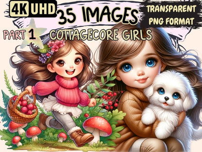 Cottagecore Girls Clipart Cottagecore clip art - Wonders Artist