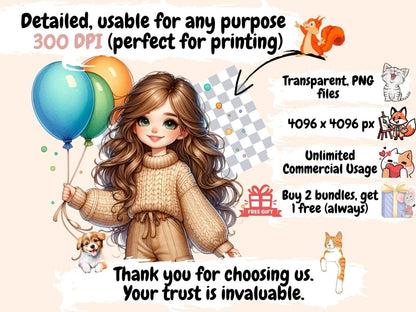 Cottagecore Girls Clipart Cottagecore clip art - Wonders Artist