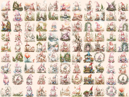 Cottagecore Gnomes Watercolor Clipart cottage gnome png - Wonders Artist