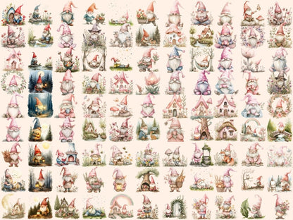 Cottagecore Gnomes Watercolor Clipart cottage gnome png - Wonders Artist