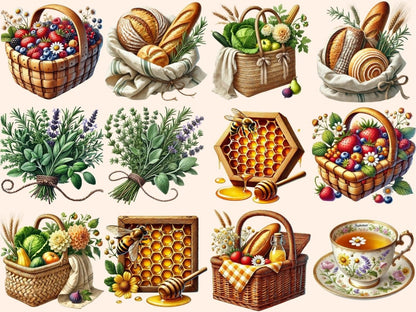 Cottagecore Summer Clipart basket clipart - Wonders Artist