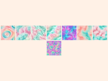 Cotton Candy Seamless Digital Paper Candy Floss Pattern - Wonders Artist