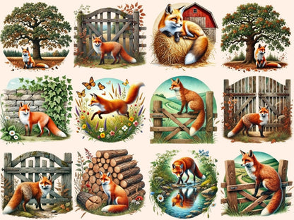 Country Foxes Clipart autumn fox art - Wonders Artist