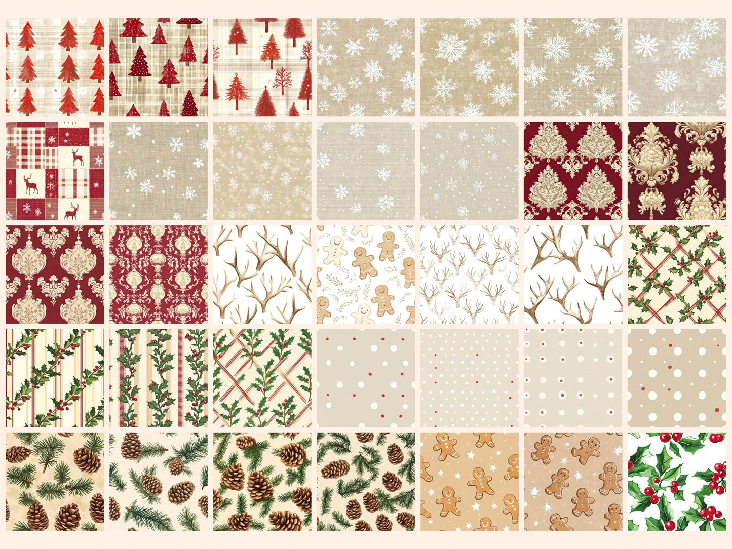 Countryside Christmas Seamless Digital Paper - High - Quality Instant Digital Download for Creative Projects