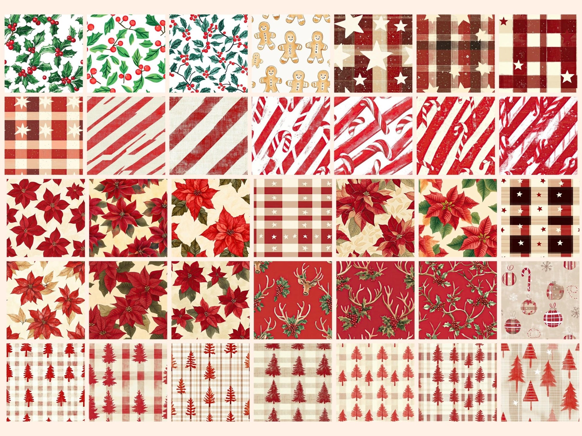 Countryside Christmas Seamless Digital Paper - High - Quality Instant Digital Download for Creative Projects