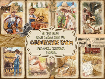 Countryside Farm Journal Pages Barnyard Stationery - Wonders Artist