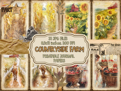 Countryside Farm Journal Pages (P2) Barnyard Stationery - Wonders Artist